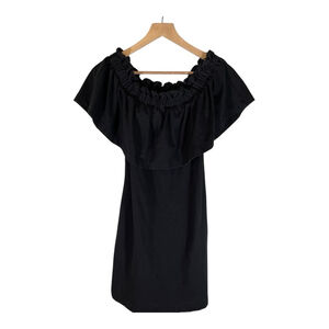 H&M Womens Mini Dress Size S Black Round‎ Neck Ruffle Sleeve Casual Date Drinks